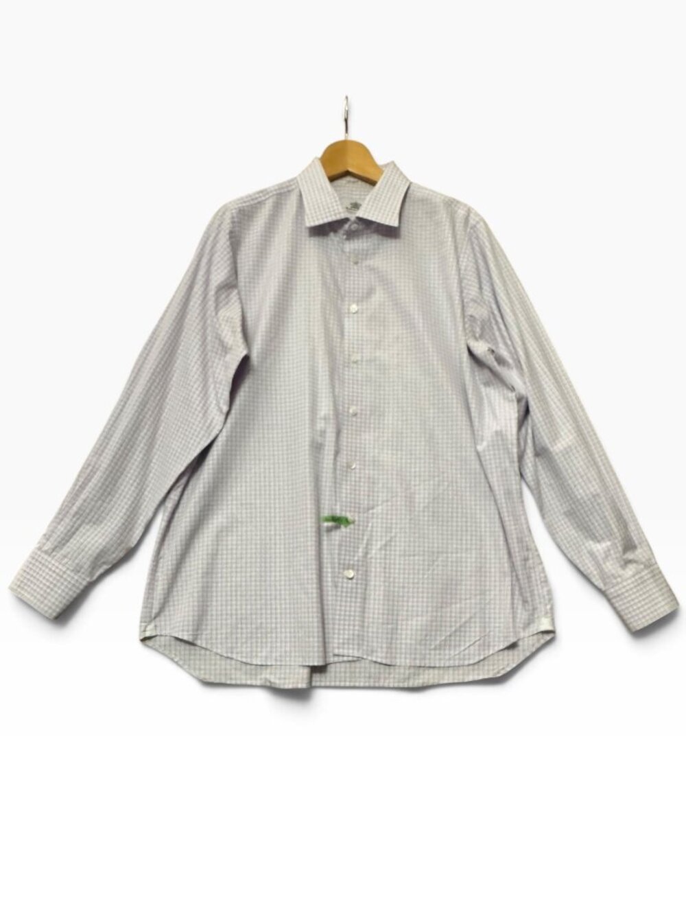 Oxxford Clothes Custom-Made Dress Shirt Purple Check Print Long Sleeve M/L